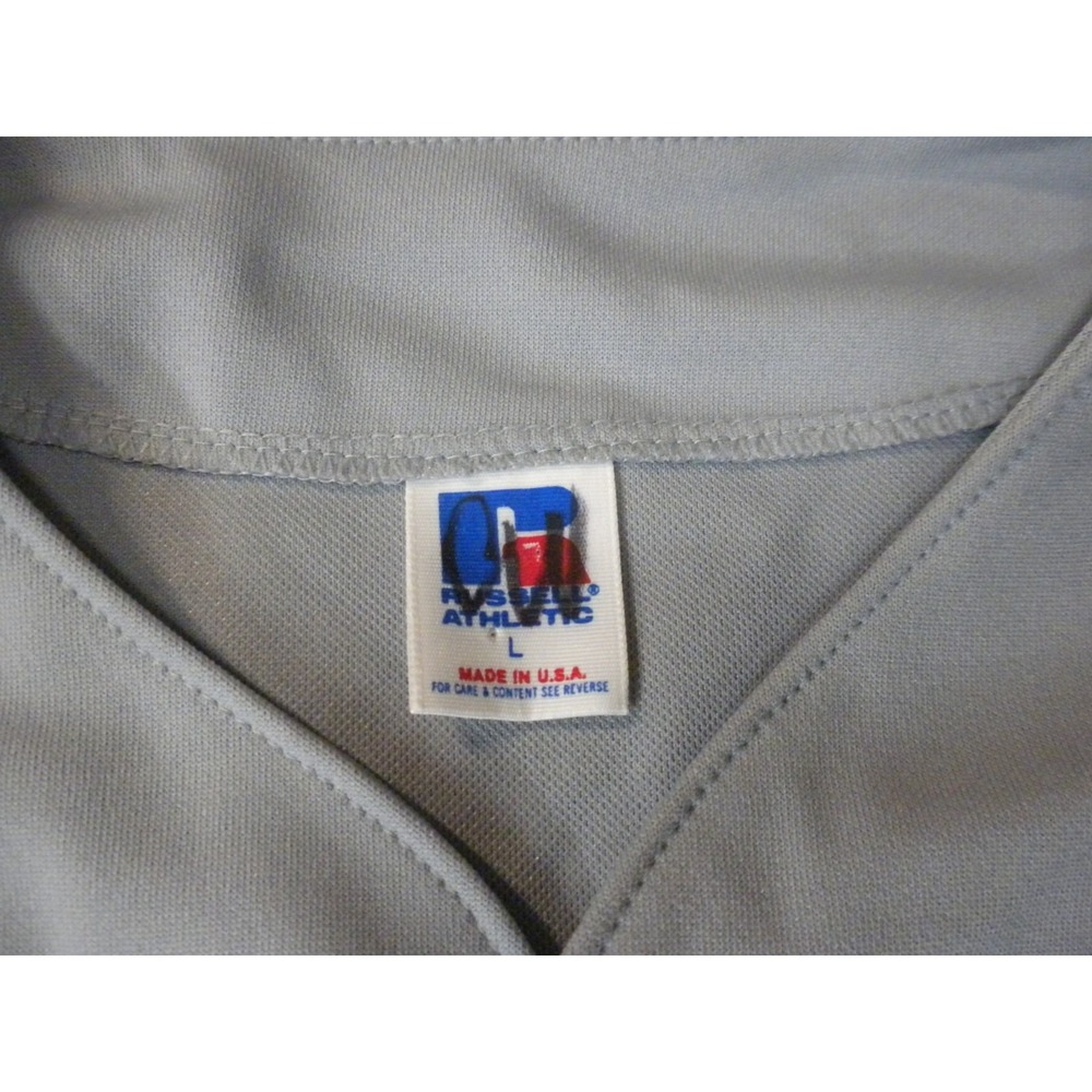 Russell Athletic Baseball Jersey L Gray Blank Button Down Vintage MLB Model USA - Picture 3 of 9